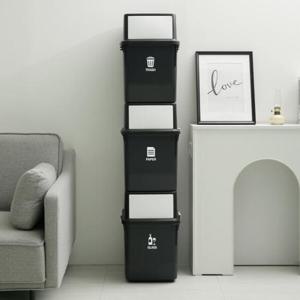 아트박스/라이피스트 컬러빈 블랙 분리수거함 3단