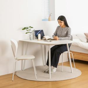 루디 화이트 반타원 세라믹 식탁세트 2인용(1400식탁+의자2개)