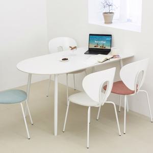 루디 화이트 반타원 세라믹 식탁세트 4인용(1400식탁+의자4개)