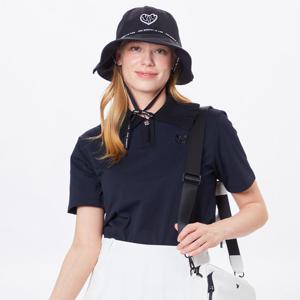 [볼빅어패럴] 여성 골프 니트에리 포인트 반팔 티셔츠 VLTSO404_BK