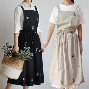 원피스형 면 방수 주방앞치마 자수 롱 어린이집 바리스타 카페 앞치마 OKA-DSAR6