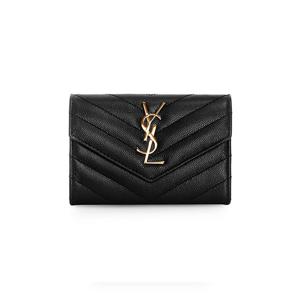 생로랑 414404 BOW01 1000 금장 엔벨로프 스몰 카드지갑
