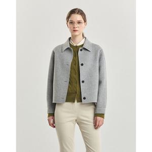 헤지스 여성 24FW 클리어런스캐시미어 라이트그레이 핸드메이드 숏 코트 HSCO4D903G1