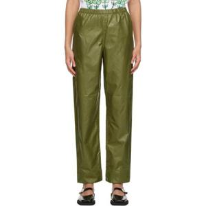 26 SS 가니 여성 카키 새틴 슬랙스 231144F087022