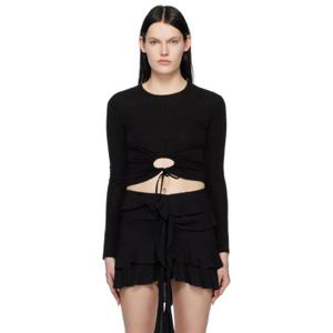 26 SS 프로엔자슐러 여성 블랙  White Label 드로우스트링 티셔츠 231288F096001