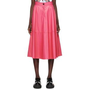 26 SS 엠에스지엠 여성 핑크  가죽 미디 스커트 222443F092002