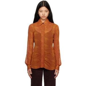 26 SS 빅토리아베컴 여성 오렌지 쉬폰 셔츠 231784F109003