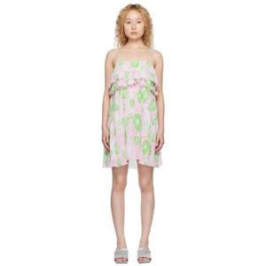 26 SS 가니 여성 핑크 플리츠 미니 드레스 231144F052048