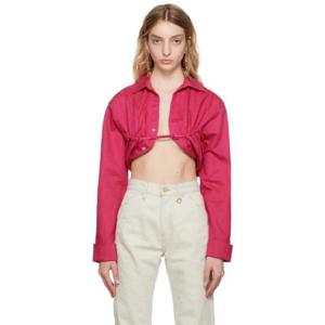 26 SS 쟈크뮈스 여성 핑크 르 라피아 라 슈미즈 마슈 셔츠 231553F109050