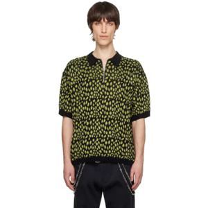 26 SS 블루마블 남성 블랙   옐로우 자카드 폴로 셔츠 241950M212000