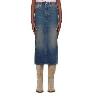 26 SS 이사벨 여성 블루 줄리시아 데님 미디 스커트 241600F092001