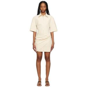 26 SS 쟈크뮈스 여성 오프 화이트 르 라피아 라 로브 카미사 미니 드레스 231553F052000