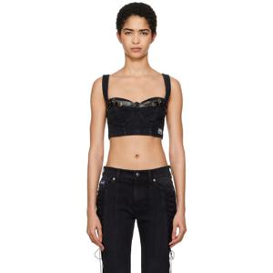 26 SS 베르사체진스꾸뛰르 여성 블랙 바로크 버클 데님 뷔스티에 242202F111001