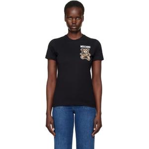 26 SS 모스키노 여성 블랙 테디베어 티셔츠 251720F110001