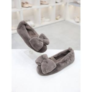 [코디엘루]페이크퍼 리본장식 퍼안감 겨울 플랫 2cm CDSP500585