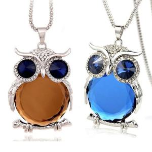 풍수 라인석 부엉이 긴 큰 롱 패션 목걸이 박스증정