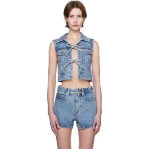 26 SS 알렉산더왕 여성 블루 핫픽스 클리어 비즈 데님 베스트 251187F068001