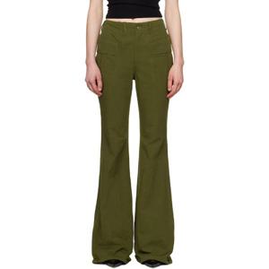 26 SS R13 여성 카키 플레어 핏 슬랙스 251021F087000