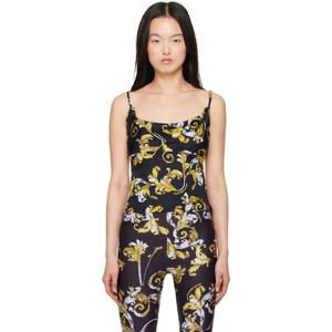 26 SS 베르사체진스꾸뛰르 여성 블랙   옐로우 아웃라인 바로코 캐미솔 251202F111004