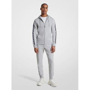 마이클 코어스 로고 테이프 코튼 블렌드 집업 후디 OF451X95MF3126 헤더 그레이