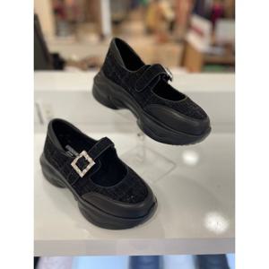 [에스콰이아(남성화)]여성 6cm 어글리 트위드 패턴 단화-EQDSHL718BK