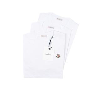 [로로모다] 몽클레어 로고 패치 화이트 남성 라운드 반팔 티셔츠 3PACK / 8C00026-829H8-001