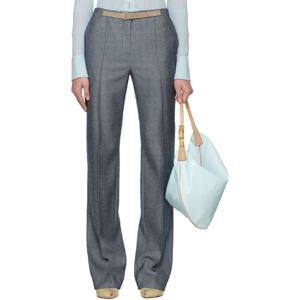 26 SS 토리버치 여성 그레이 하이웨이스트 울 슬랙스 251352F087003