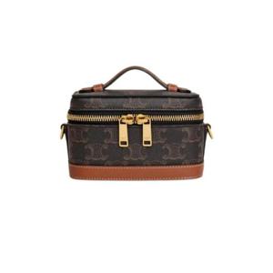 셀린느 트리옹프 캔버스 카프스킨 미니 베니티 백 탄 10N652CZ1-04LU