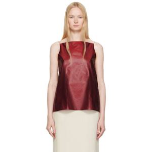 26 SS 까르뱅 여성 레드 프레스드 실크 베스트 탑 251319F111002