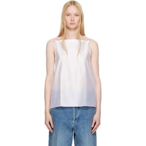 26 SS 까르뱅 여성 화이트 프레스드 실크 베스트 탑 251319F111004