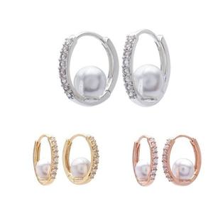 FE173 esg3460 큐빅진주 실버도금 링 귀걸이