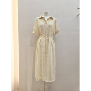 숲  (SB5OP37) 허리 끈조절 프린트 롱 원피스