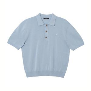 캉골반팔티 CQK KREC-KN18980LU 하프슬리브 칼라 니트 1898 라이트블루