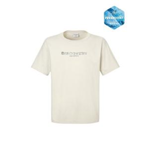 디스커버리반팔티 AQS DXRS7D053-IVD 프레시벤트 오버핏 워싱 센터로고 반팔티셔츠