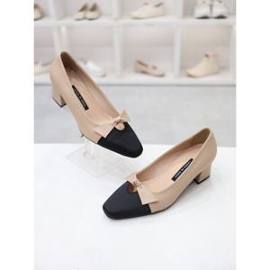 [코디엘루]리본장식 배색 미들힐 여성 펌프스 5cm CDMD100230_GN