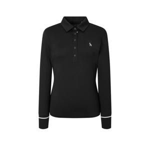 헤지스 골프 여성 25FW 블랙 여성 소프트터치 나일론  카라 티셔츠 HWTS5C611BK