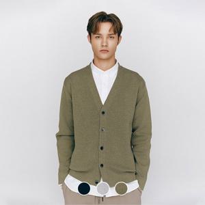 [지오다노]남자 가디건 이중직 브이넥 싱글 버튼 니트 카디건 055506