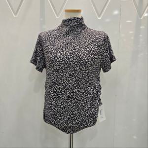 [밸리걸]패턴 하이넥 반팔 블라우스610150-YS