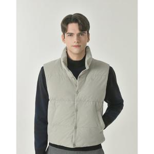 헤지스 골프 25FW 아이보리 남성 코듀로이 프린트 구스 다운 베스트 HUJU5D753I4