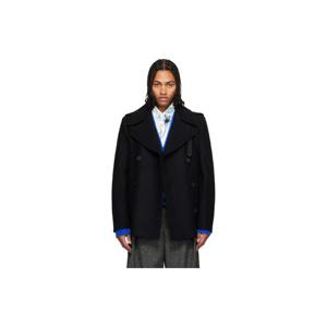 26 SS 드리스반노튼 남성 블랙 멜튼 피코트 252358M183000