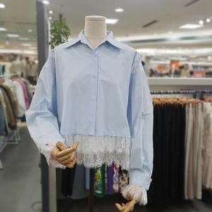 아날도바시니 DP01 레이스 코튼카라 셔츠 AY04BL33S