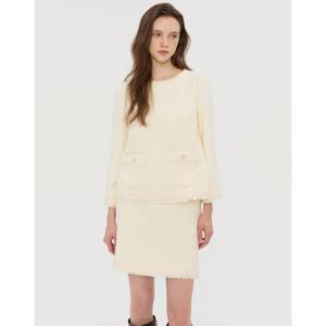 질스튜어트 뉴욕 여성 25FW 시즌오프 아이보리 올풀림장식 울혼방 트위드스커트 JSSK5D390IV