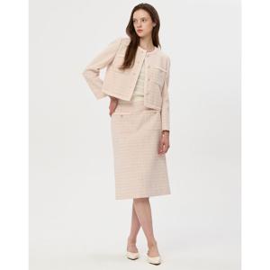 질스튜어트 뉴욕 여성 25FW 시즌오프 연예인착용핑크 글리터장식 코튼혼방 트위드스커트 JSSK5D210P1