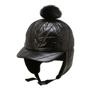 헤지스골프  블랙 여성 퍼 방울 귀달이 패딩 캡(HWHE5F701BK)