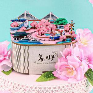 영공방 오르골만들기 DIY 회전 우드 오르골 봄 벚꽃 (YM990)