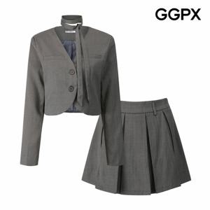 [GGPX] 타이 숏 자켓 큐롯 스커트 투피스 (GQ1ST014F)