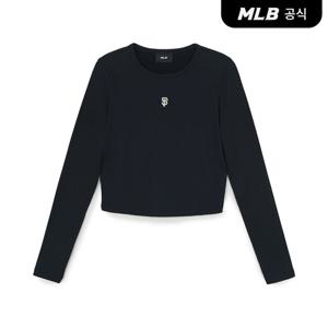 [MLB공식] 26SS 여성 베이직 슬림 크롭 골지 긴팔 티셔츠 SF (Black) 3FTSB0361-14BKS