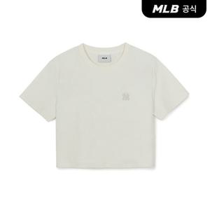 [MLB공식] 26SS 여성 다이아 모노그램 톤톤 자카드 크롭 반팔 티셔츠 NY (Ivory) 3FTSM0963-50IVS