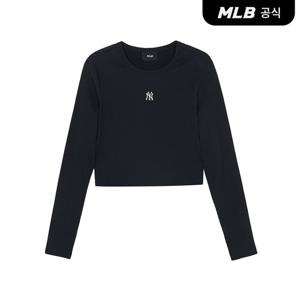 [MLB공식] 26SS 여성 베이직 슬림 크롭 골지 긴팔 티셔츠 NY (Black) 3FTSB0361-50BKS