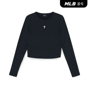 [MLB공식] 26SS 여성 베이직 슬림 크롭 골지 긴팔 티셔츠 PHI (Black) 3FTSB0361-10BKS